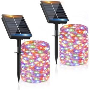 FIFlying Luci Solari Esterno【2 Pacchi】 16+2M 160LED Luci Solari da Giardino IP65 Impermeabili Multicolore 8 Modalità, Catena Luc Esterno Decorative Giardino Albero Patio Terrazze Festival Matrimoni