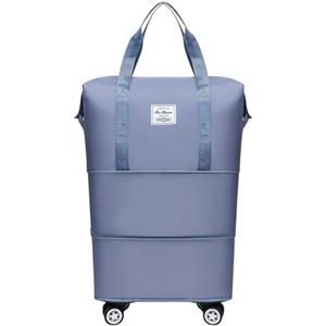 Generic Valigie con ruote Borsa per bagagli pieghevole espandibile Borsa da viaggio rimovibile con ruote Carry On Large Duffel Bag Bagaglio 22x14x9, Azzurro, Taglia unica