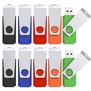 KEXIN Chiavette USB 32GB 10 Pezzi, KEXIN Pendrive USB 2.0 32 GB con LED, USB Unità Flash 32 Giga, Memoria USB Pennetta per Laptop PC TV Set 10 Unità (Multicolore)