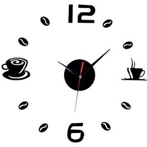 Honfitat Grande Orologio Da Parete Wall Sticker Fai Da Te Per Caffè Tazza Da Tè Numero Clock Home Cafe Decor -Black