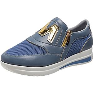 Generisch Sneaker da donna, traspiranti, leggere, da corsa, fitness, palestra, con plateau, impermeabili, comode, per il fitness, per il tempo libero, Azzurro, 37 EU