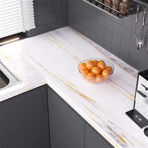 VaryPaper Carta Adesiva Effetto Marmo Bianca Grigio Lucida 40cmx200cm Pellicola Adesiva per Mobili Carta Adesiva Decorativa Pellicola Top Cucina Adesiva Lavabile Piano da Lavoro Rivestimento Parete