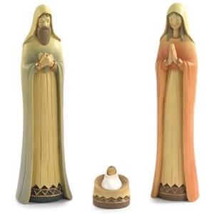 PABEN Natività Sacra Famiglia in Resina, 30 cm, Effetto Legno, Stile Presepe 3 pezzi