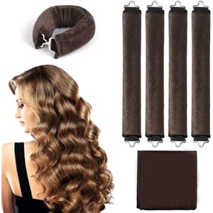 GROFIS 5 bigodini senza calore per tutti i capelli lunghi e corti, colore marrone