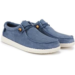 WALK IN PITAS | WP150 WALLABI Washed | Mocassini Uomo per L'Estate | Scarpe da Barca Estive | Sportive | Sneakers | Scarpe da Pitas | Blu 37