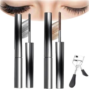Generico Mascara Con Scovolino in Metallo, Mascara Allungante Naturale Waterproof, Senza Grumi, Sbavature E Residui, Per Donne, Da Giorno, Extension Ciglia, Occhi Sensibili (Nero + Marrone)