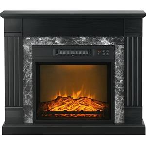 HOMCOM Camino Elettrico con Cornice e Effetto Fiamma Realistico a 3 Luminosità Regolabile, Stufa Caminetto Elettrico 1800W con Telecomando, Termostato, Timer e Riscaldamento Regolabile, Nero