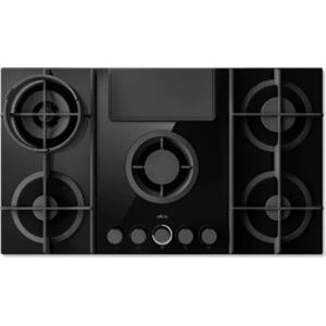 ELICA Piano Cottura a Gas con Cappa Integrata, Linea NikolaTesla Flame EVO BL/A/88, 88cm, 5 Fuochi, Vetro e Ghisa, Nero - PRF0196341