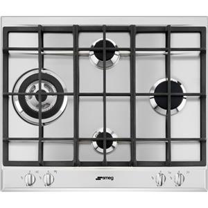 SMEG Piano Cottura a Gas, Estetica Selezione, 60 cm, 4 Fuochi, Acciaio Inox - P261XGH