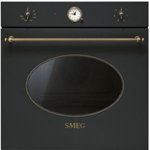 SMEG Forno Elettrico Ventilato, Estetica Coloniale, Capacità 72 Lt, Classe A, Antracite - SF800AO