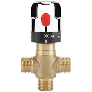 EBTOOLS Valvola Miscelatrice Termostatica, Ottone Miscelatore Solare Termico, Miscelatore Termostatico Temperatura dell'Acqua del Tubo G1 / 2 Valvola del Tubo Piccolo Tubo