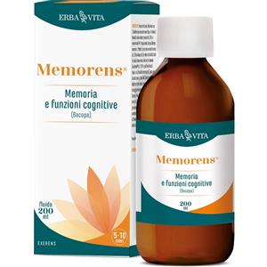 ERBA VITA Memorens - Integratore Alimentare Fluido a Base di Eleuterococco e Bacopa, 200 ml per Memoria e Rilassamento
