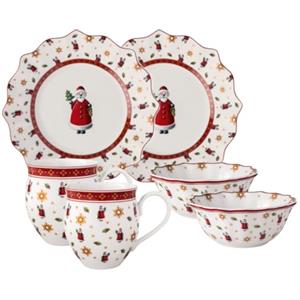 Villeroy & Boch Toy's Delight Set da Colazione Babbo Natale in Porcellana Premium per 2 Persone - 6 Pezzi Multicolore