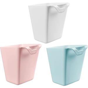 Amosfun Set di 3 portabicchieri con rotelle, accessori per carrello, 12 x 11 x 13 cm, in plastica PP, blu/bianco/rosa, per cucina, ufficio, bagno, piante, trucco