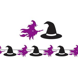 FIESTAS GUIRCA | Ghirlanda Streghe (300 cm) - Decorazione per Halloween e Feste a Tema - Ideale per Celebrazioni ed Eventi - Accessorio Decorativo - Viola e Nero