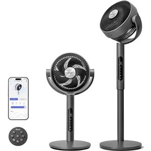 LEVOIT Ventilatore a Piantana 20dB, Ventilatore Smart Silenzioso per Camera da Letto, Ventilatore da Tavolo 2in1, Oscillazione 90°+120°, APP e Alexa, con Telecomando, 12 Velocità, 4 Modalità, Grigio