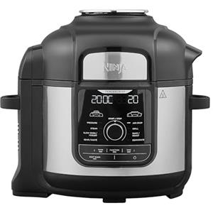 Ninja Foodi MAX Multicooker, 9 in 1, 7.5L, 9 Funzioni di Cottura, Pentola a Pressione, Friggitrice ad Aria, Cottura Lenta, Griglia e Altro, Acciaio Satinato/Nero, OP500EU