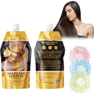 Zynewa Maschera per Capelli 350g con 3 Cuffie per Doccia, Balsamo Districante e Levigante, Riparazione Profonda e Setosità, Formula Arricchita con Oli Nutrienti, Dona ai capelli una luce radiosa (Cheratina)