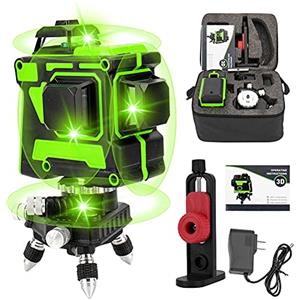 Iriisy Livella Laser Autolivellante 360° Laser verde 3D Livella Laser Ricaricabili Laser Orizzontale Verticale Strumento di Livellamento (12 linee)