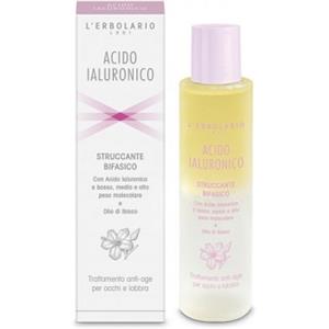 L'Erbolario Struccante Bifasico 125ml con Acido Ialuronico e Olio di Ibisco - Idratante e Anti-Age per Occhi e Labbra