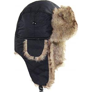 bomhys Cappello Uomo Cappello Colbacco Invernale Russo Trapper Bomber Caldo Trooper Paraorecchie Berretto Uomo Donna Cappello Invernale da Sci Soffice Berretto in Pelliccia Sintetica,Nero,50-60Cm