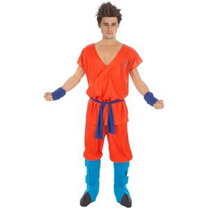 Chaks - Costume da Goku Super Saiyan God, Dragon Ball, set da 7 pezzi per adulti, outfit per carnevale e fan degli anime