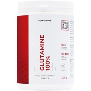 Powervis L-Glutammina in polvere 500g - Pura al 100% - Senza altri ingredienti - Solubilità instantanea - Vegan