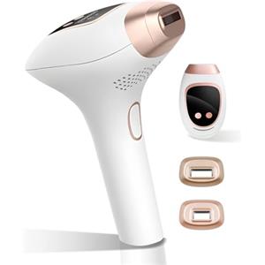 Lorrtta Epilatore Luce Pulsata con Display LED, Epilatore Laser Impulsi di Luce 999.900, 5 Livelli di Energia, Modalità Automatica e Manuale, Epilazione Indolore, Luce Pulsata con Accessori,Oro Rosa