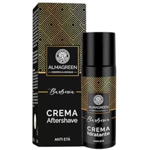 ALMAGREEN COSMETICA AL NATURALE Almagreen Crema Viso Uomo Idratante e Anti-Età utile come Dopobarba, Formula Rivitalizzante con Acido Ialuronico per una Pelle fresca e giovane, 50ml
