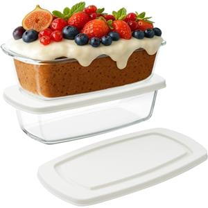 Navaris Pirofile da Forno - 2x Pirofila con Coperchio da 1,8 L - Teglie in Vetro Borosilicato - Teglia Rettangolare per Forno Microonde Lavastoviglie - Set Impilabile