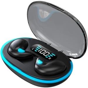 BBASILIYSD Cuffie Bluetooth a conduzione ossea per dormire e sport, con cancellazione del rumore 5.3, display digitale a LED e custodia di ricarica