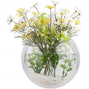 HUIKJI 2 pezzi da appendere alla parete per acquario, 7,9 cm in vetro trasparente a bolle di vetro da appendere a forma di acquario, vaso rotondo per fiori e piante da appendere alla parete
