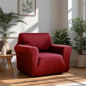 Deconovo Copridivano Elasticizzato 1 Posto con Braccioli - Antigraffio per Gatti, Copertura Moderna Antimacchia, Protezione Lavabile per Divano in Soggiorno, Rosso Intenso