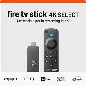 Amazon Fire TV Stick 4K Select - Streaming 4K Ultra HD, Wi-Fi 5, 8GB, con Fire OS e supporto per Netflix e Prime Video