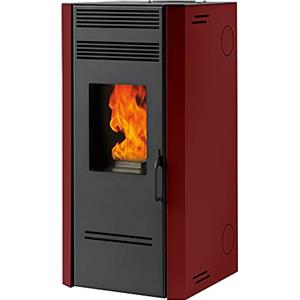 Generico Stufa a pellet BIO G 80-7,7 kW - braciere ghisa - uscita fumi superiore dx, laterale dx o posteriore dx (Rosso)