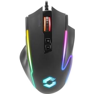 Speedlink DECUS NX - Mouse da gioco cablato RGB, illuminazione RGB multicolore, pulsante di fuoco continuo, fino a 12800dpi, 1000Hz, programmabile, Mouse gaming con cavo USB, cavo inguainato, nero