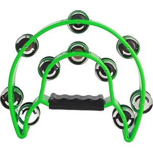 Akozon Tamburello a Mano, Campanelle per Placcatura a Tamburello Strumento Musicale a Percussione Doppia Doppia in Metallo con (GREEN)