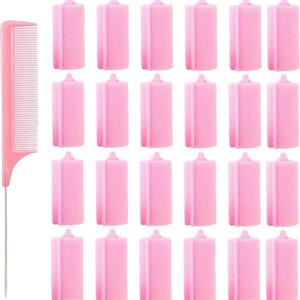 LDBKLGHJ Bigodini per Capelli - Set di 25 pezzi con Pettine Rosa per Boccoli Perfetti - Bigodini morbidi per dormire per Creare Look Meravigliosi - Bigodini Grandi per capelli corti, Bigodini Lunghi