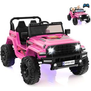 RELAX4LIFE Macchina Elettrica per Bambini 24V con 2 Posti, Telecomando, Clacson, Luci LED e Musica, 2 Velocità Regolabile, dai 3 agli 8 anni (rosa)