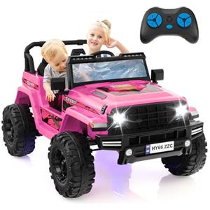 COSTWAY 24V Auto per Bambini con Telecomando, Macchina Elettrica con 2 Posti musica Bluetooth luci, 2 Velocità Regolabile, Regalo per Bambini 3-8 Anni (Rosa)
