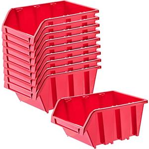 KADAX Contenitori Impilabili Per Pannello Porta Attrezzi da Parete, Cassette di Plastica per Minuteria, Scatole per Officina e Garage (10: Rosso, 155 x 100 mm)
