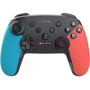 Trust Gaming GXTrust 1246B Muta Controller Nintendo Switch Wireless con Bluetooth, Vibrazione Dual Shock, Sensore di Movimento, Pulsante Turbo, 15h di Gioco, Gamepad per Nintendo Switch, Lite, OLED, Blu / Rosso