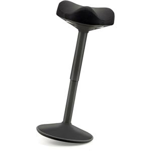 Waytex Sgabello ergonomico a dondolo, migliora la postura, base bombata antiscivolo, seduta comfort trapuntata, forma sella, altezza regolabile, post seduto in piedi, lavoro, ufficio, casa, disegno, nero