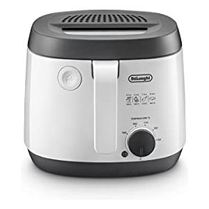 De'Longhi FS3021 Friggitrice con interno antiaderente, Termostato regolabile, Oblò, piedini antiscivolo e Design Compatto, capacità 2L, 1800 W, plastica, bianco/nero
