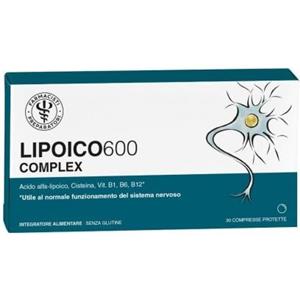 Unifarco Lipoico 600 Complex - Integratore con Acido Alfa-lipoico, Cisteina e Vitamine B per il Sistema Nervoso - 30 Compresse