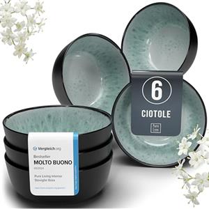 PURE LIVING INTERIOR DESIGN Set di 6 Piatti Moderni Ibiza con Servizio Completo per 6 Persone - Ciotole per Müsli Resistenti a Lavastoviglie e Microonde, Design Elegante - Pure Living verde salvia