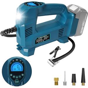 QUPERR Compressore d'aria portatile compatibile con batterie Makita 18V, Gonfiatore elettrico fino a 10,3 bar con luce LED e arresto automatico per auto, moto, bici, palloni (senza batteria)