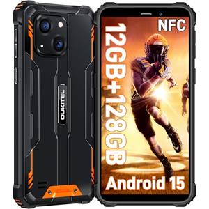 OUKITEL WP32 Rugged Smartphone Android 15-12(4+8) GB RAM + 128GB ROM/1TB TF - 6.0" HD+ Telefono Indistruttibile - 6300mAh 20MP + 5MP Impermeabile IP68 Dual SIM 4G/Face ID/NFC/OTG/GPS Arancio