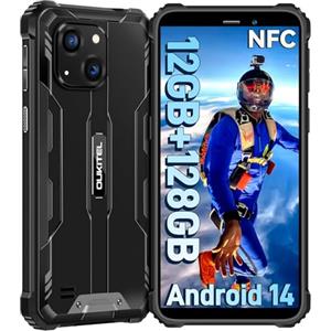 OUKITEL WP32 Rugged Smartphone - 12GB(4+8) RAM + 128GB ROM/1TB Telefono Indistruttibile Android 15-6.0" HD+ 6300mAh Akku Cellulare Impermeabile IP68 20MP + 5MP Dual Camera/Face ID/NFC/OTG/GPS Nero