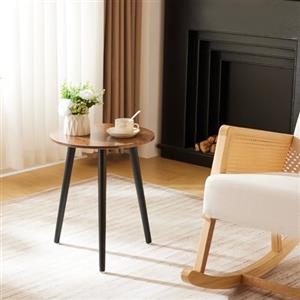 YOUDENOVA Tavolino Rotondo in Legno, Diametro 42 x 52 cm, Tavolo da Salotto, Comodino con Vassoio, Tavolino da Divano, Portafiori, Robusto, Marrone Vintage/Nero
